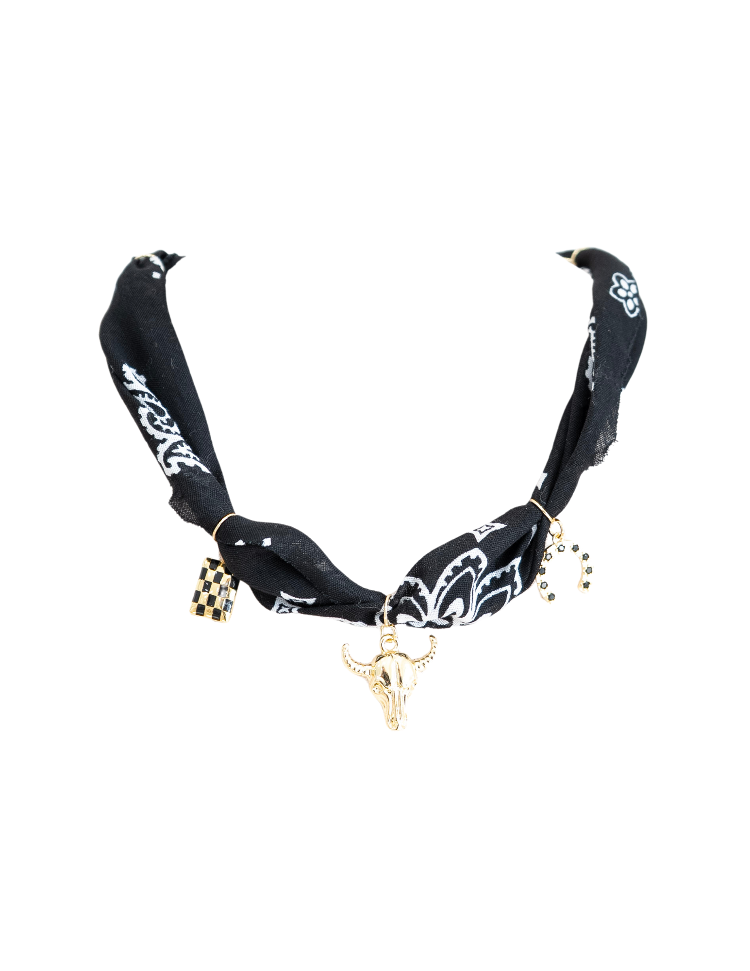 Black Bandana Charm Necklace