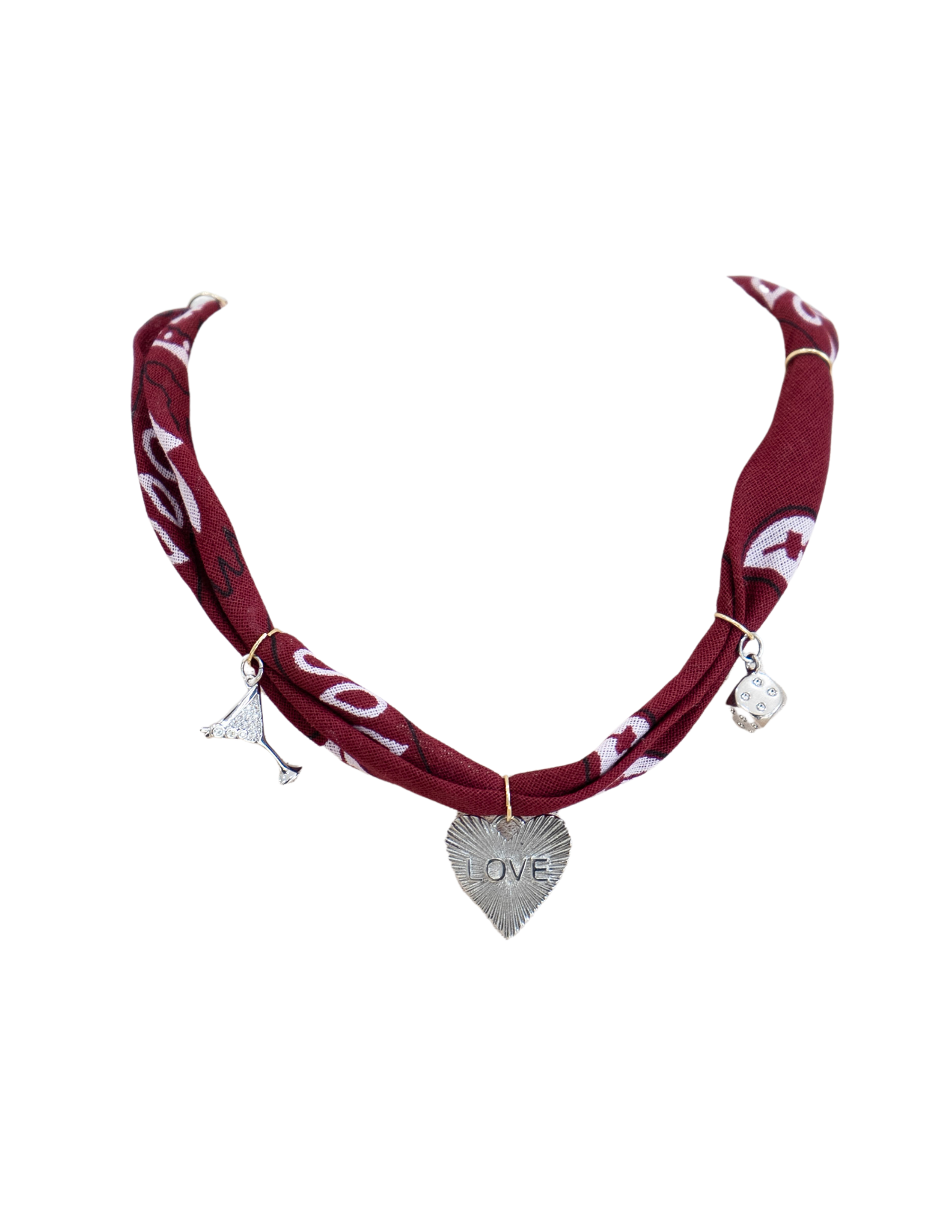 Maroon Bandana Charm Necklace
