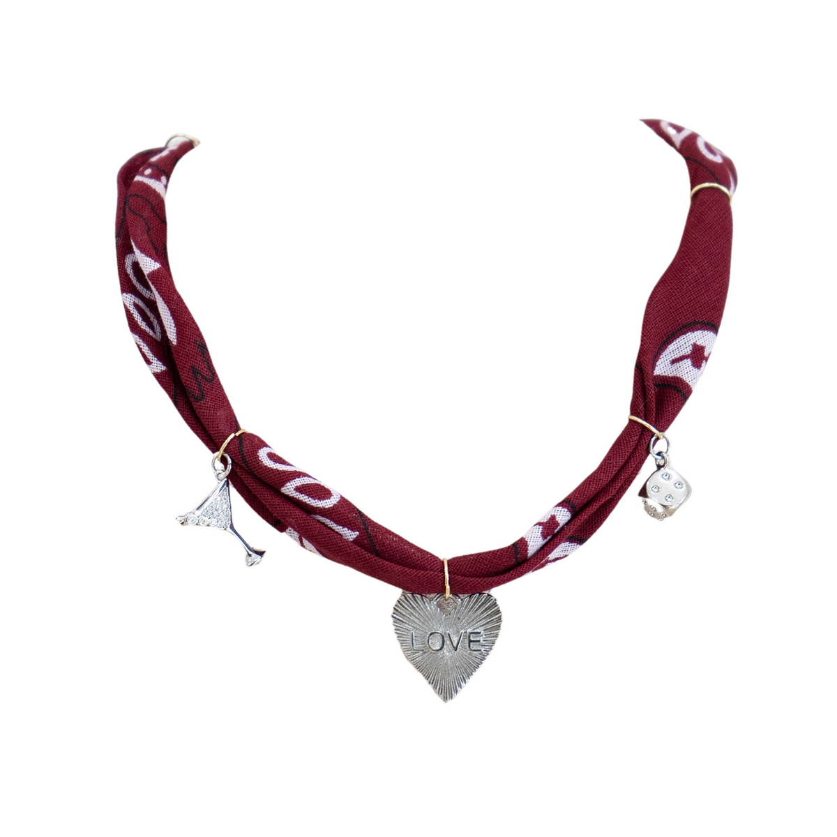 Maroon Bandana Charm Necklace