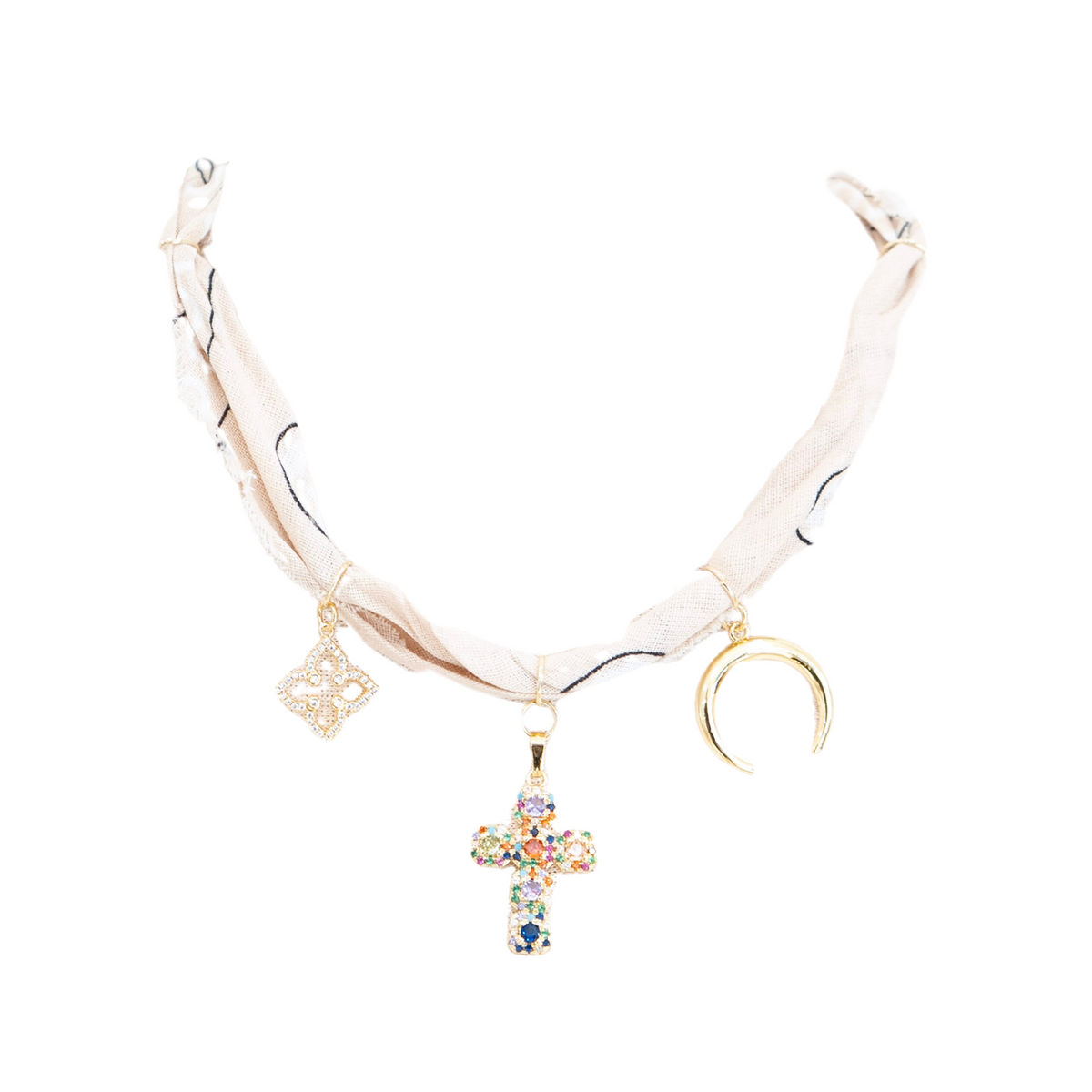 Tan Bandana Charm Necklace
