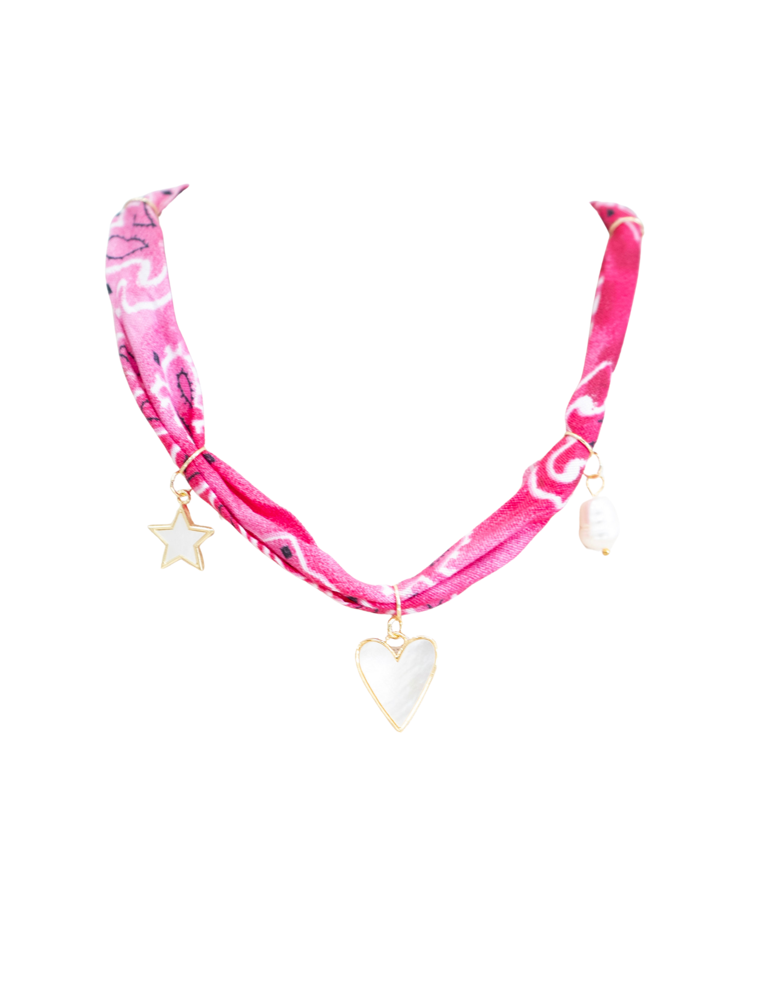 Pink Bandana Charm Necklace