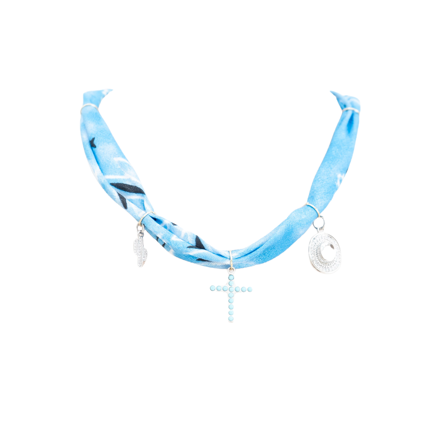 Blue Bandana Charm Necklace