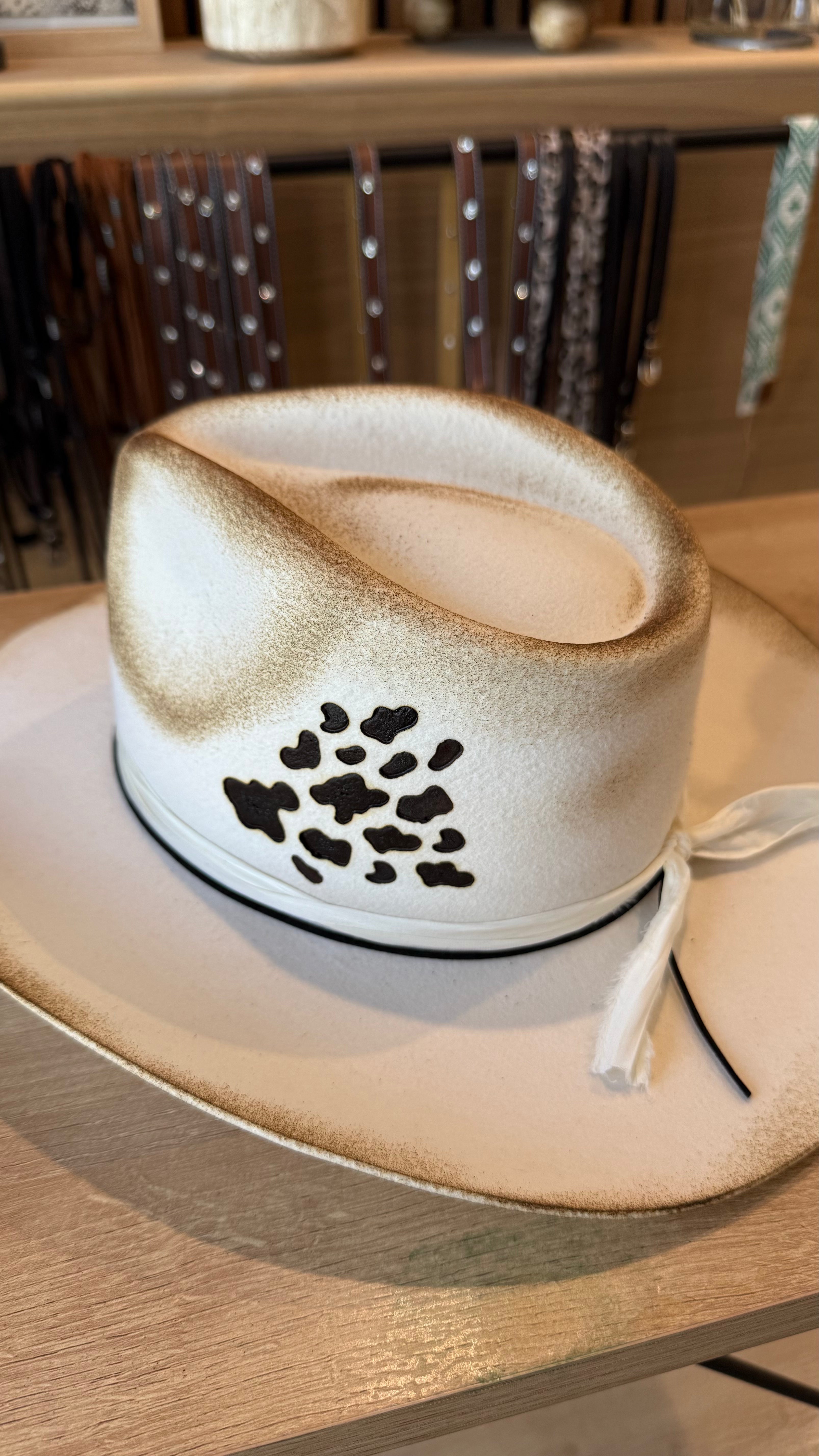 Cow Print Pre-Made Cowboy Hat