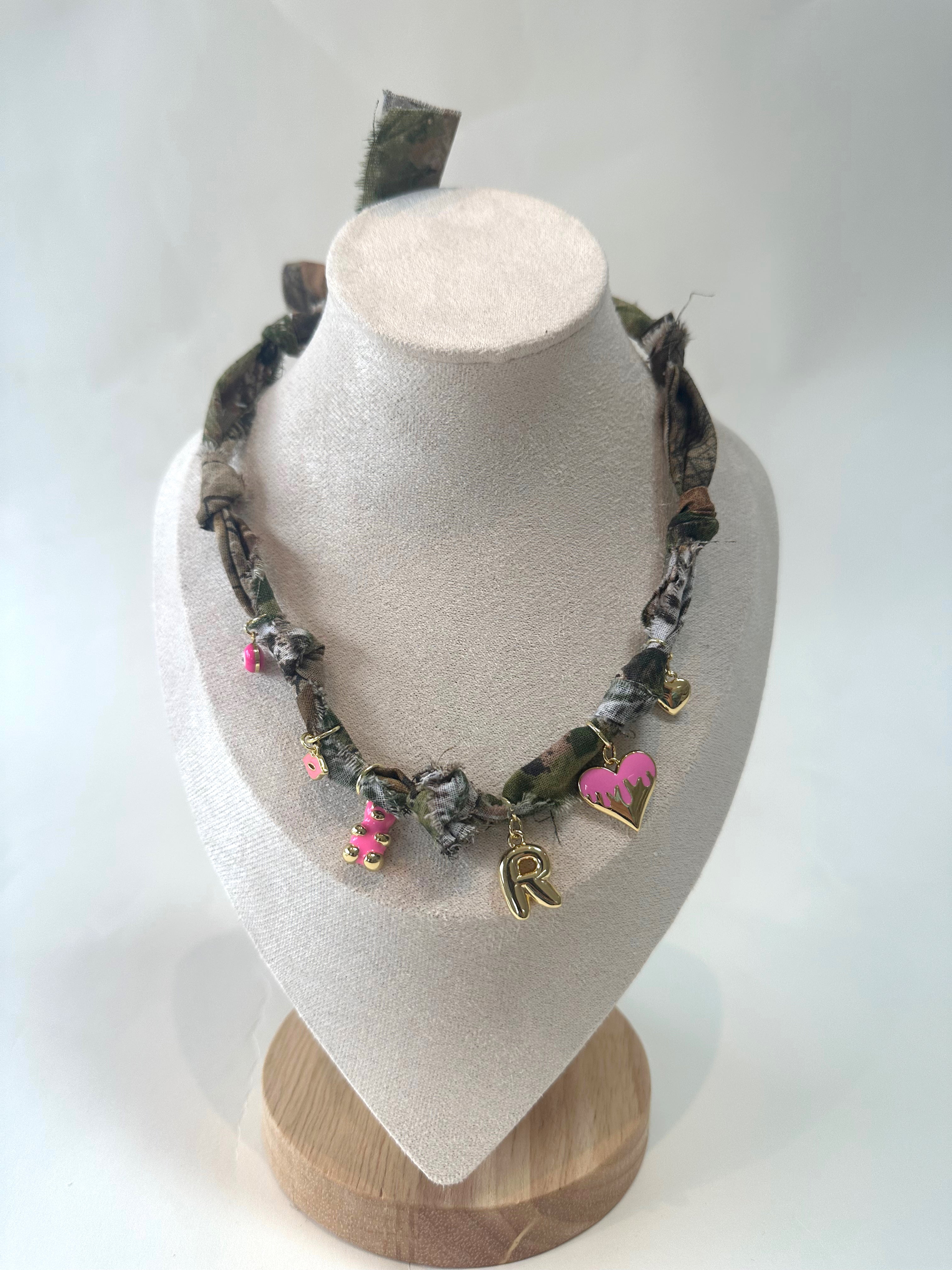 Pink Camo Bandana Charm Necklace Pre-Made