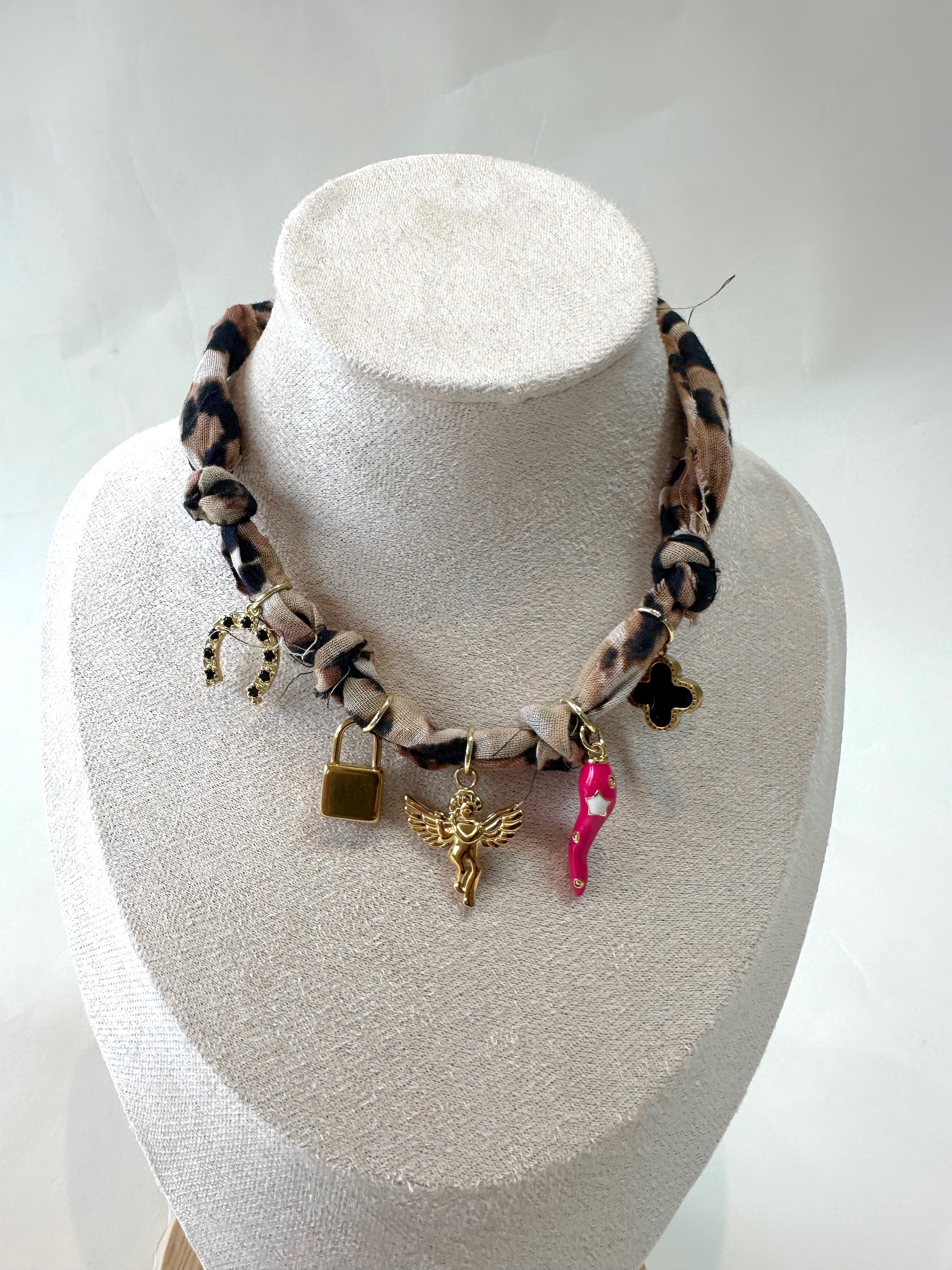 Leopard Bandana Charm Necklace Pre-Made