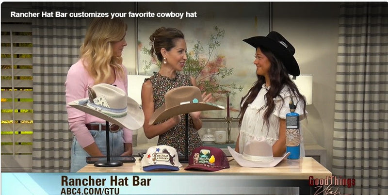 Image of Rancher Hat Bar Hat Tender Being Interviewed by Two Female Reporters for ABC4 for Yahoo News