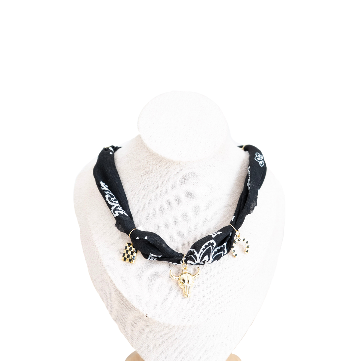 Black Bandana Charm Necklace | Unique Artisan Jewelry from Rancher
