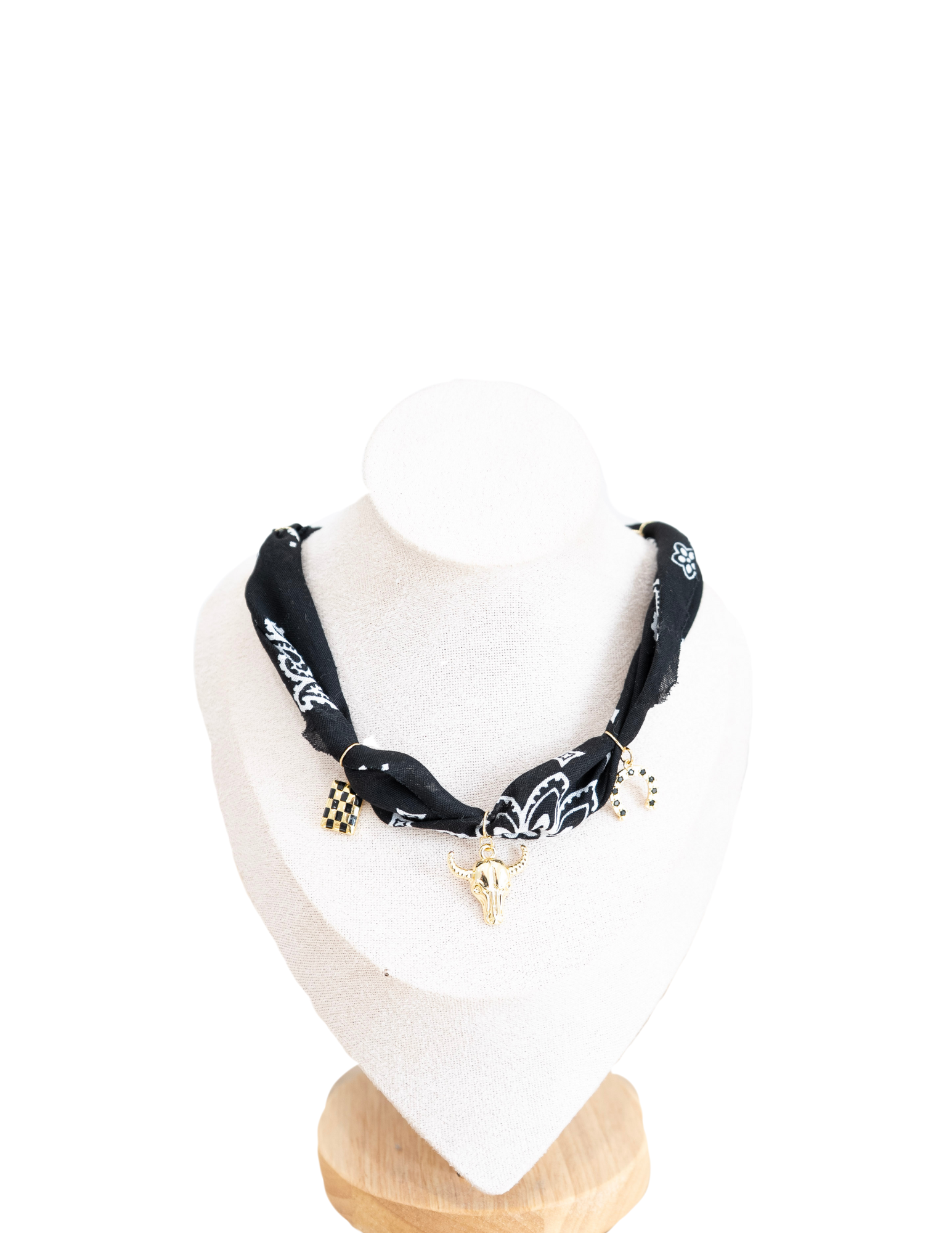 Black Bandana Charm Necklace