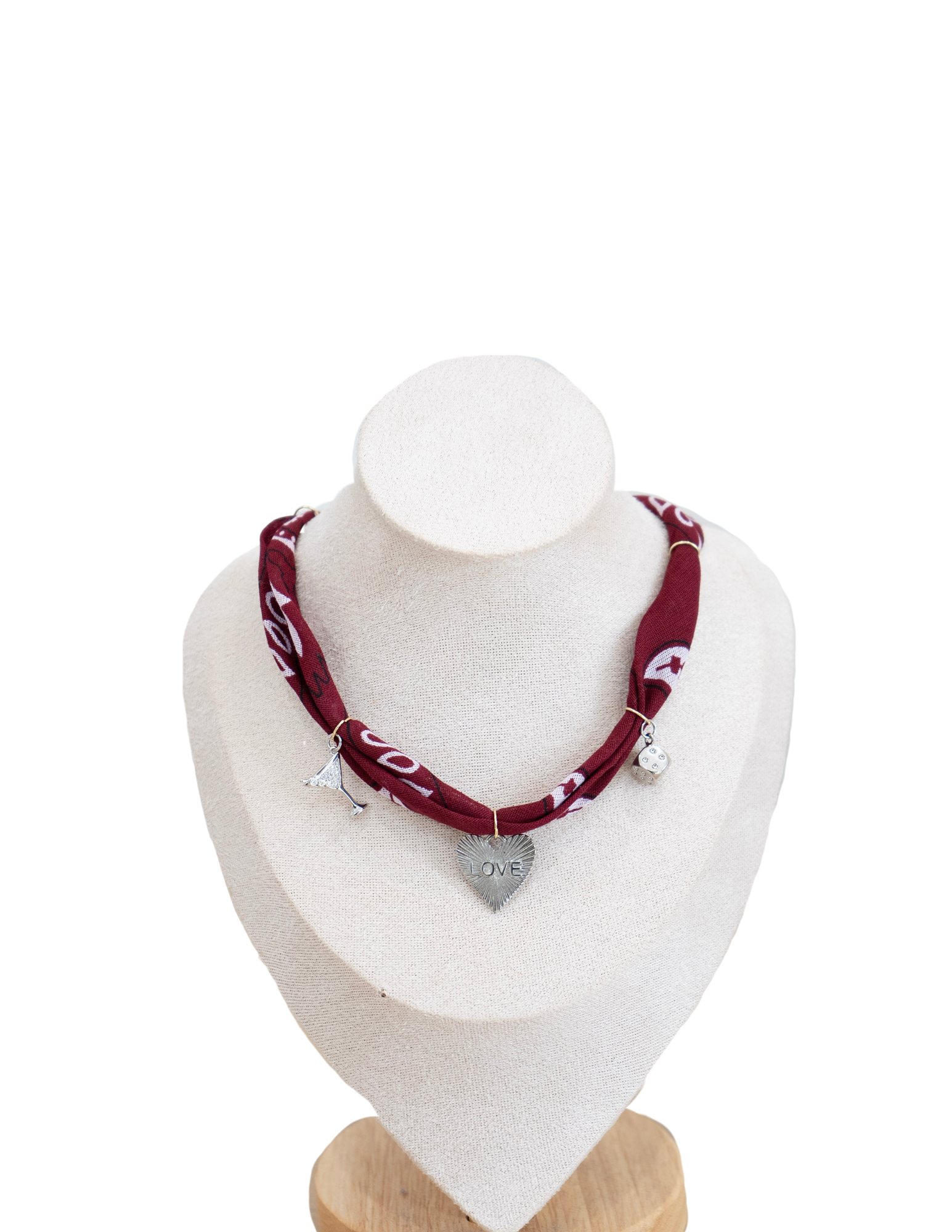 Maroon Bandana Charm Necklace