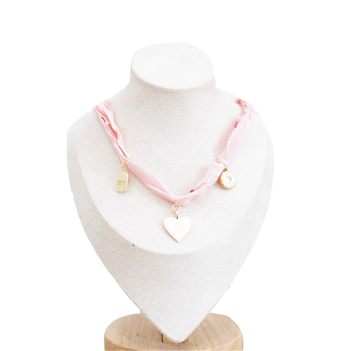 Blush Pink Bandana Charm Necklace: Handcrafted by Rancher 