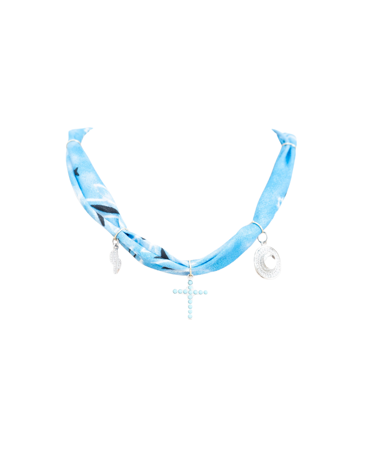 Blue Bandana Charm Necklace