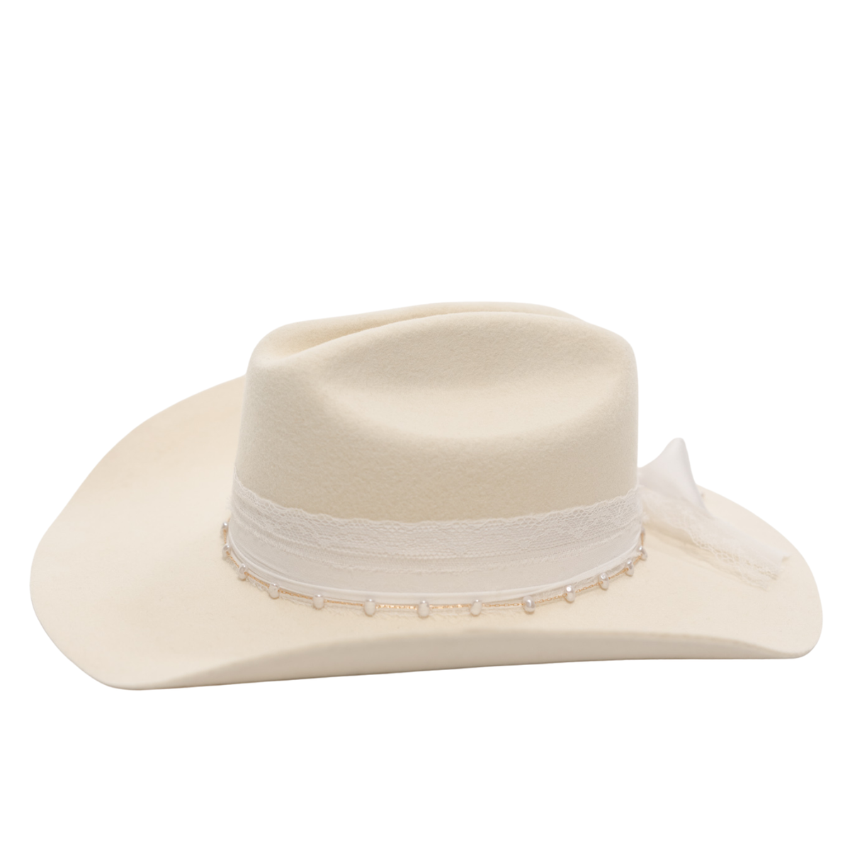 Anthropologie Pearl Rancher Hat Ivory Studded Women\'s Western Cowboy Hat Bridal Trendy Accessory Felt Rhinestone Crystal Pearl Cowboy Hats  main image 2