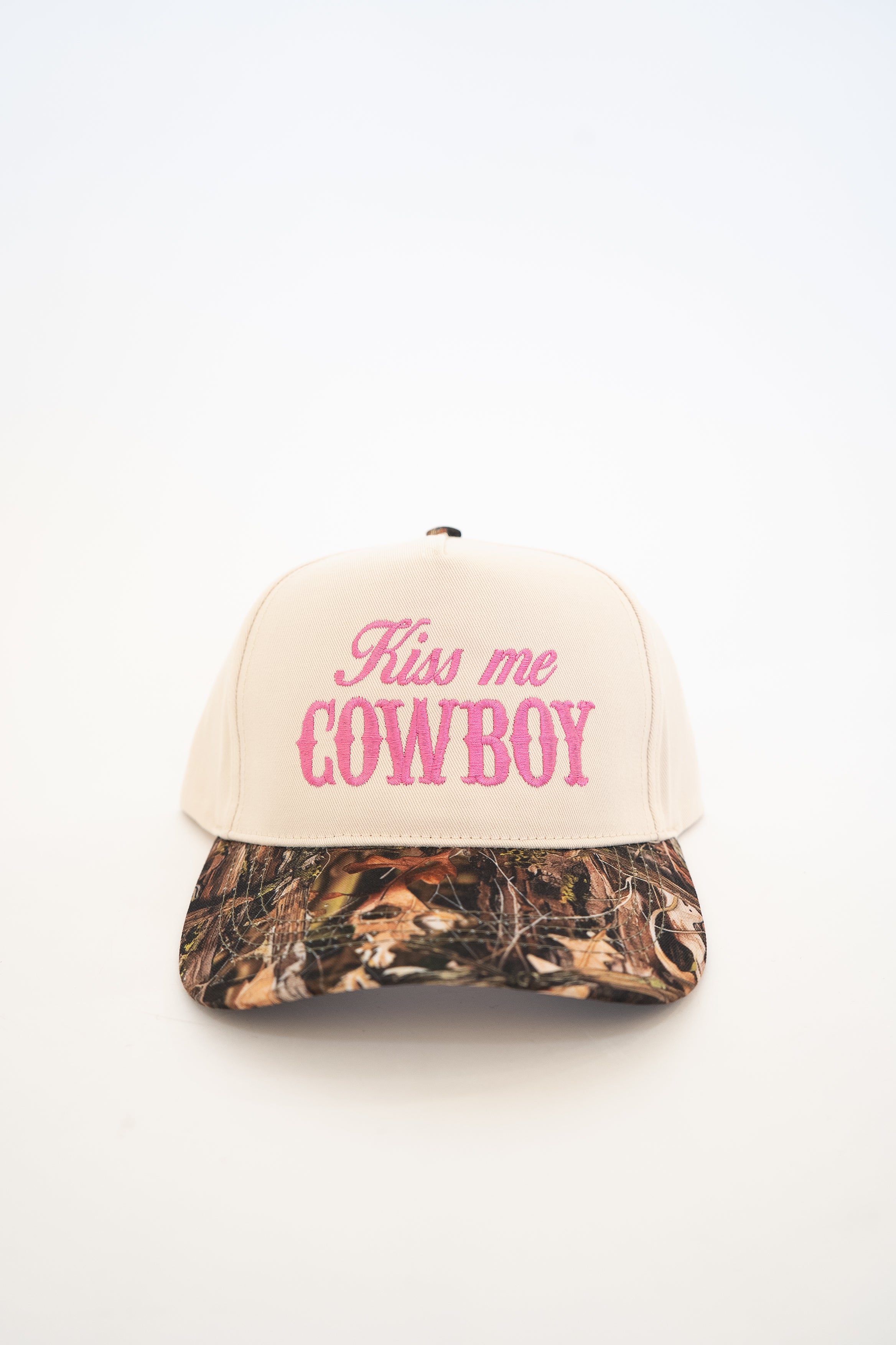 Kiss Me Cowboy Camo Canvas Trucker