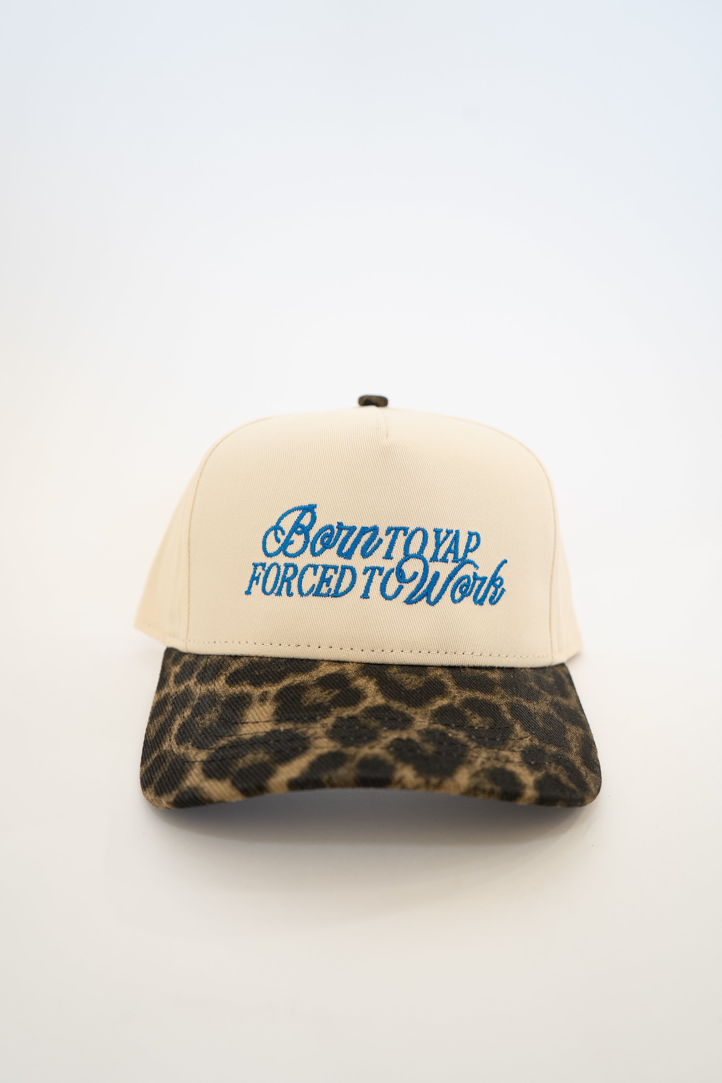 Born To Yap Forced To Work Cheetah Canvas Trucker