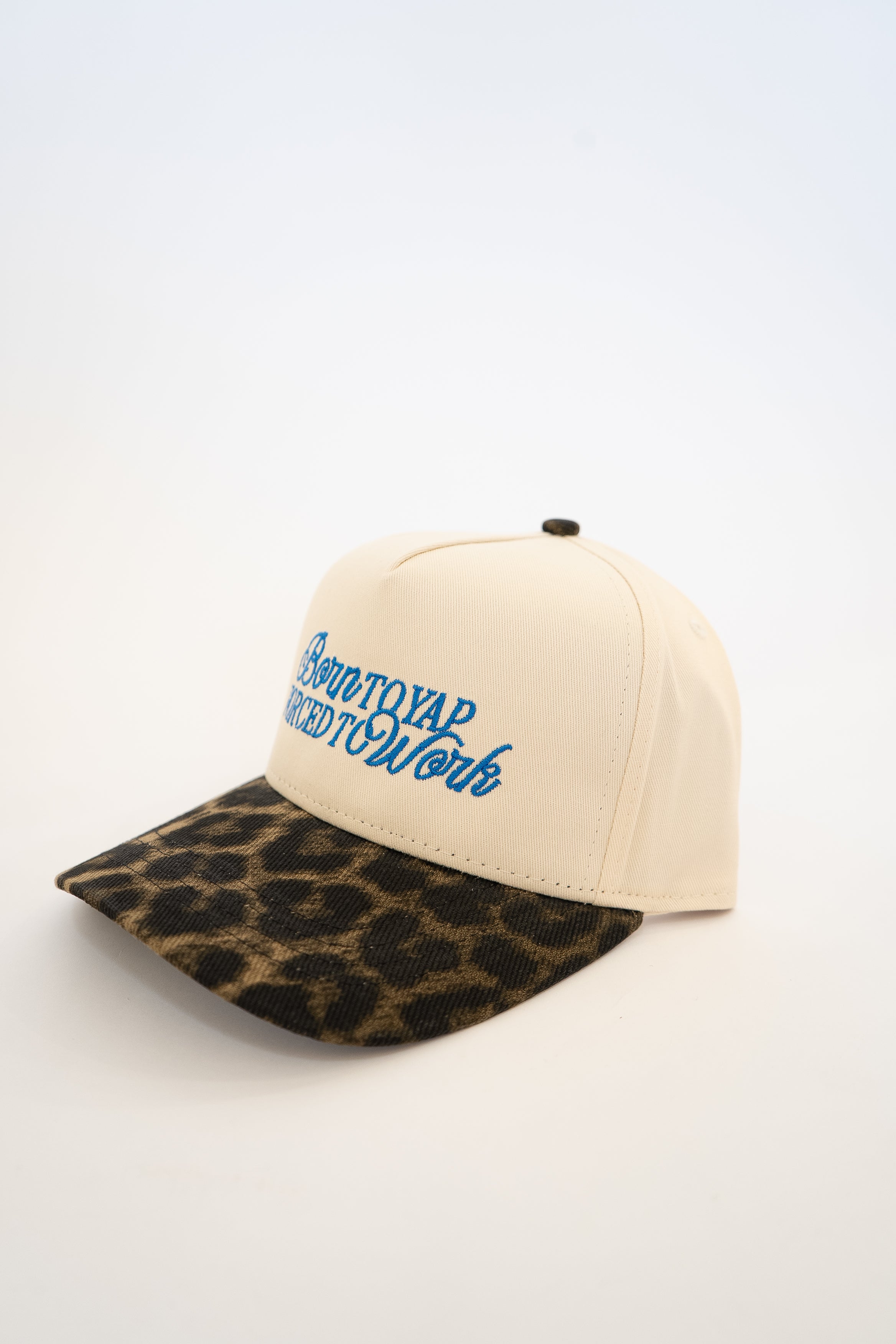 Born To Yap Forced To Work Cheetah Canvas Trucker